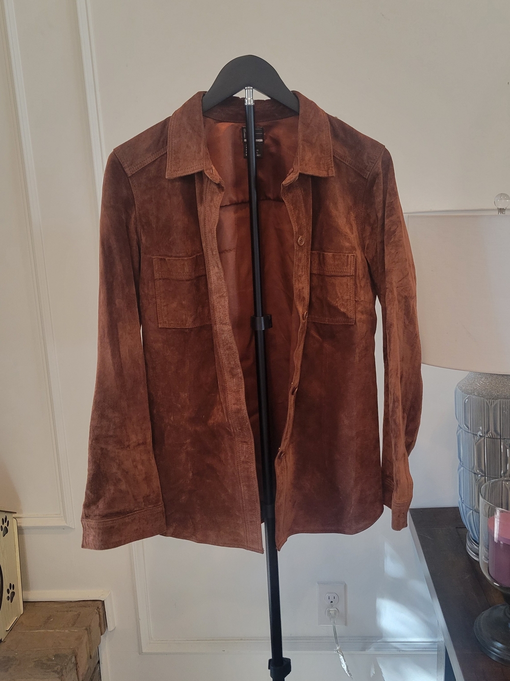 Vintage New Frontier Brown Suede Button-Down Shirt Jacket